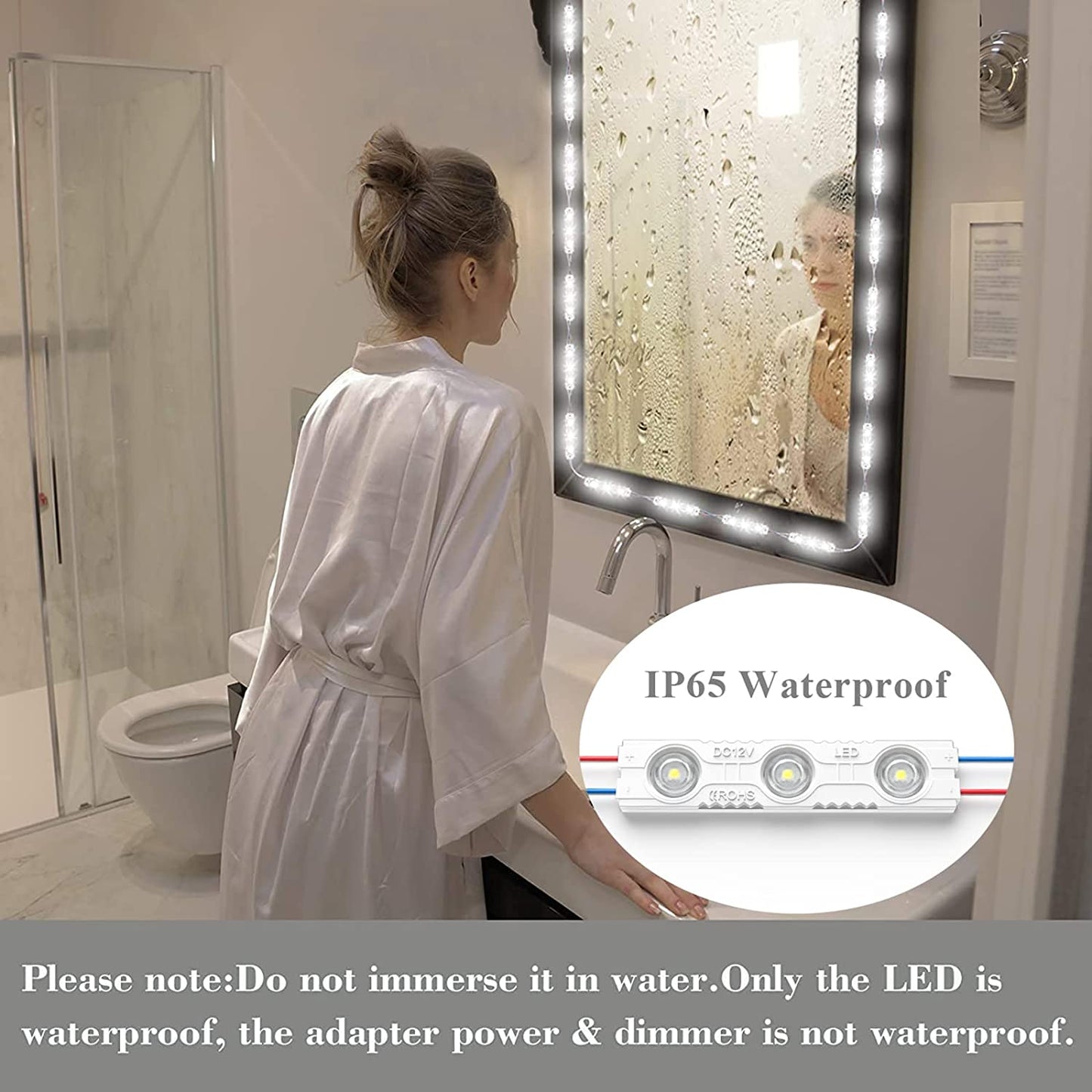 LED Vanity Mirror Lights with RF Remote, Dimmable Hollywood Style 13Ft(4M), Bathroom Waterproof, for Full Body Mirror, Makeup Mirror, Vanity Mirror, Bathroom Mirror(Mirror Not Include)